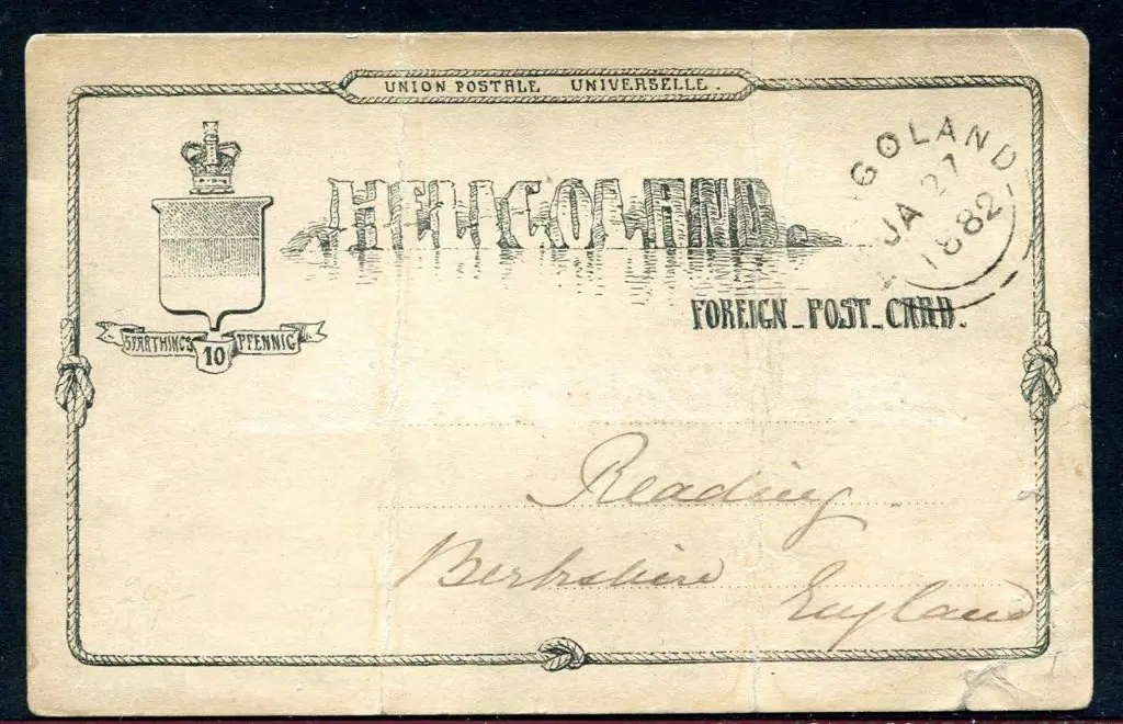 Heligoland 1882 10pf b/w hand-designed postcard ... Image 1++