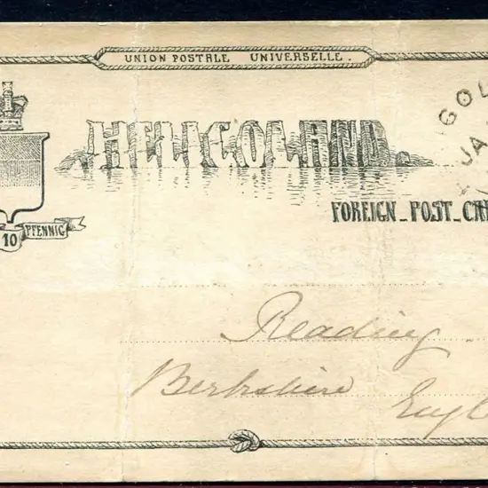 Heligoland 1882 10pf b/w hand-designed postcard ...