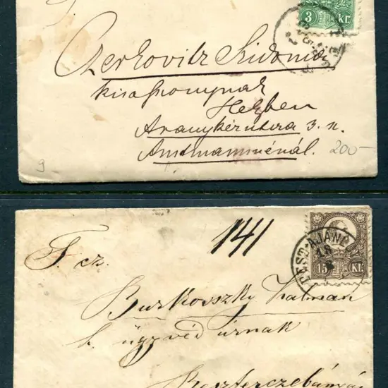 Hungary 1871 3k green & 15k brown Engraved on ...