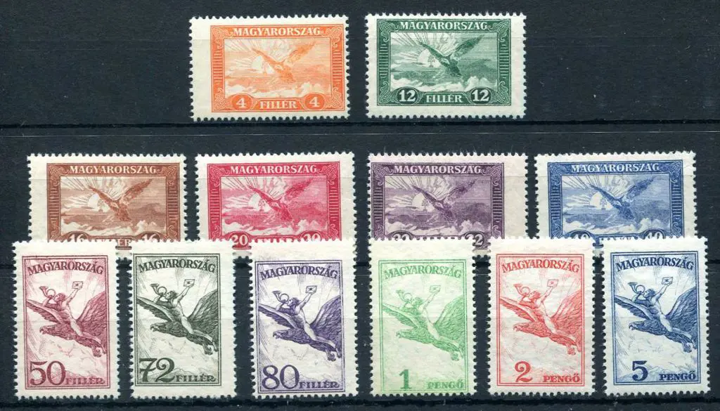 Hungary 1927 4f to 5p Airmails. Fine MUH. SG ... Image 1++