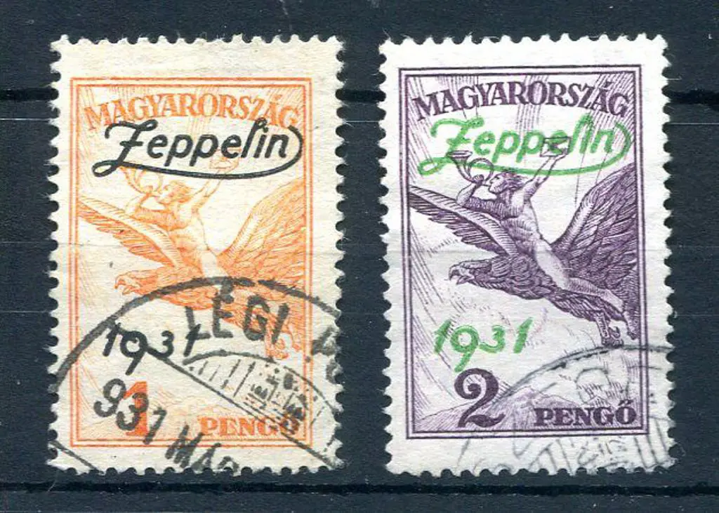 Hungary 1931 "Zeppelin 1931" ovpts on 1p & 2d. ... Image 1++