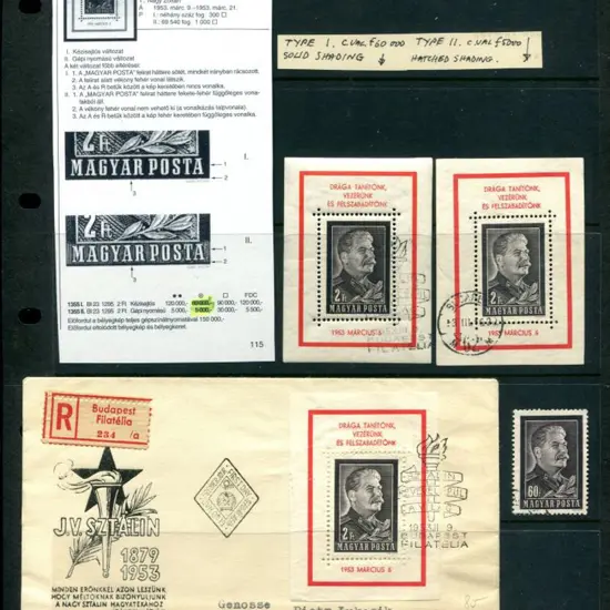 Hungary 1953 Death of Stalin M/S type I (Mi 1355I) ...
