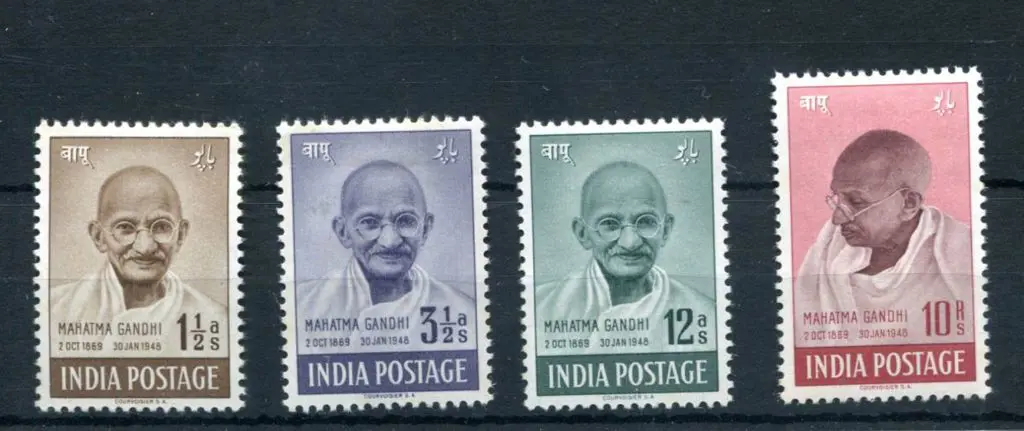 India 1948 Independence - Ghandi set of 4. Fresh ... Image 1++