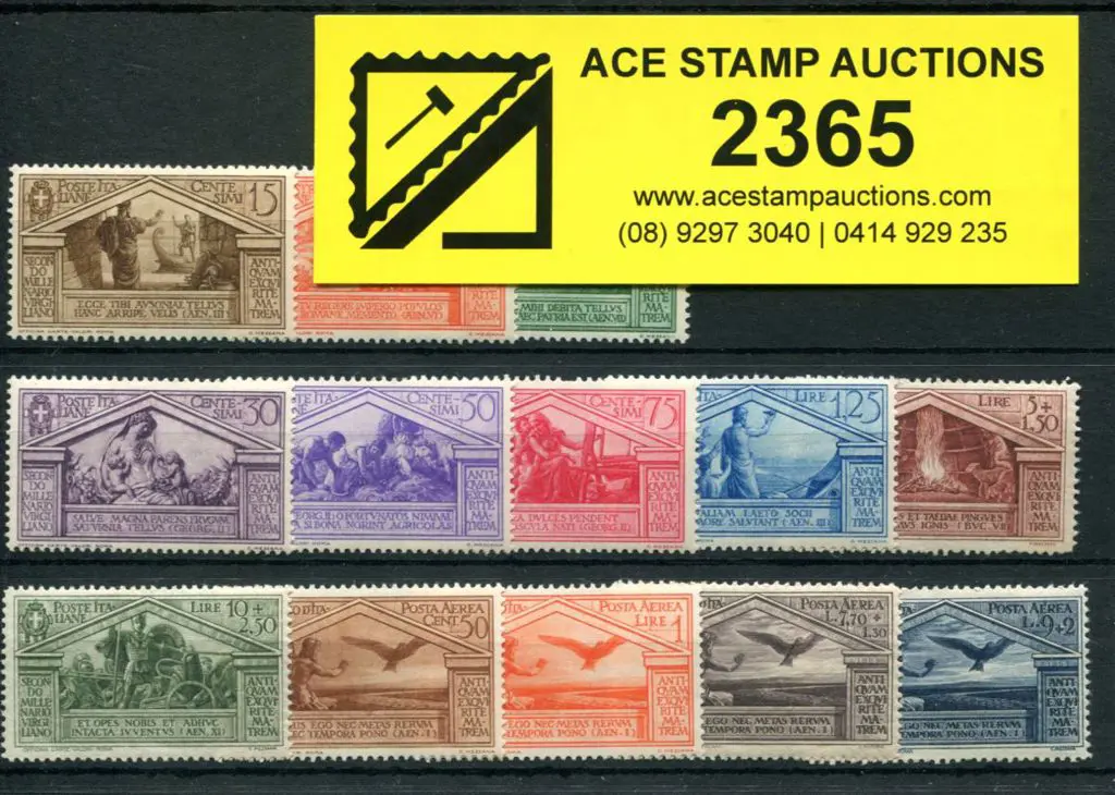 Italy 1930 Virgil Bimillenary set of 13. MUH (25¢, ... Image 1++
