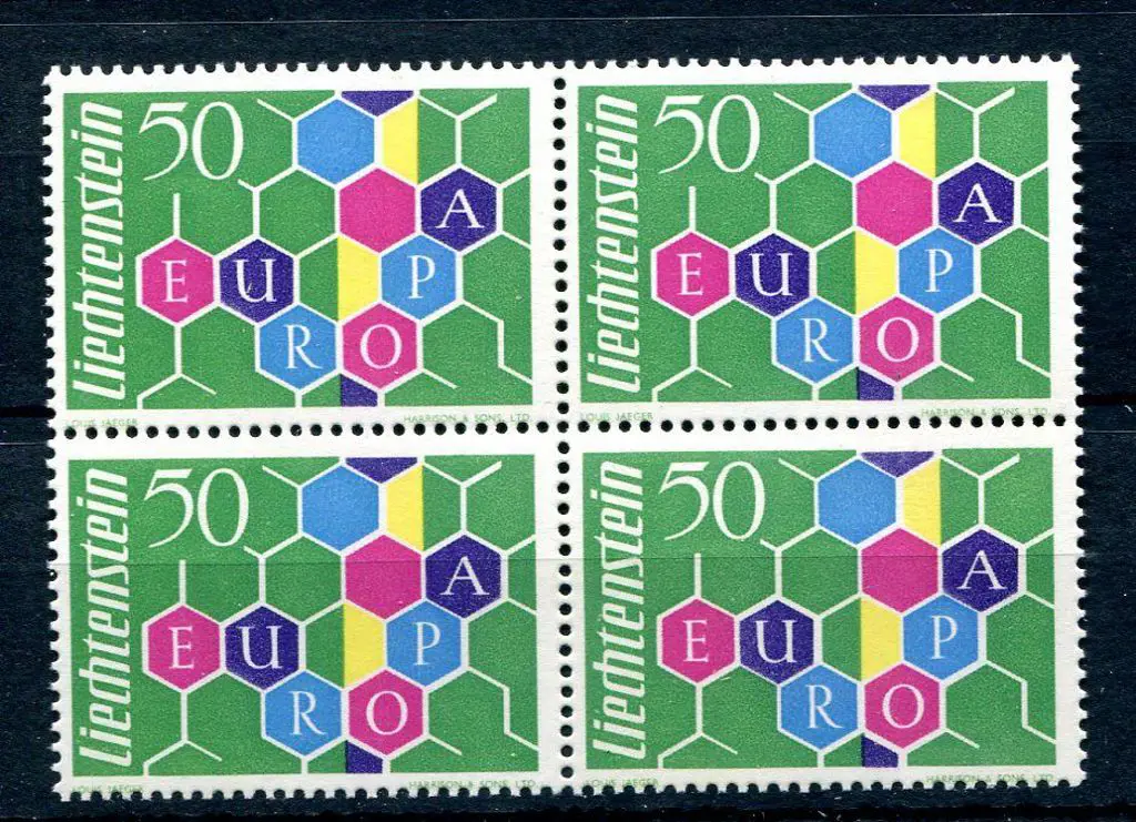 Liechtenstein 1960 50r Europa MUH block of 4. ... Image 1++