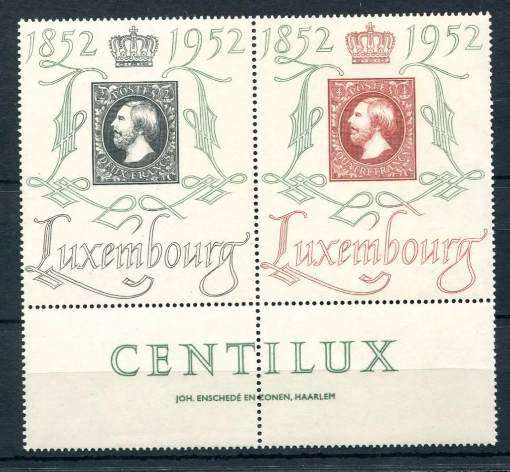 Luxembourg 1952 2F & 4F "CENTILUX" Exhibition Air ... Image 1++