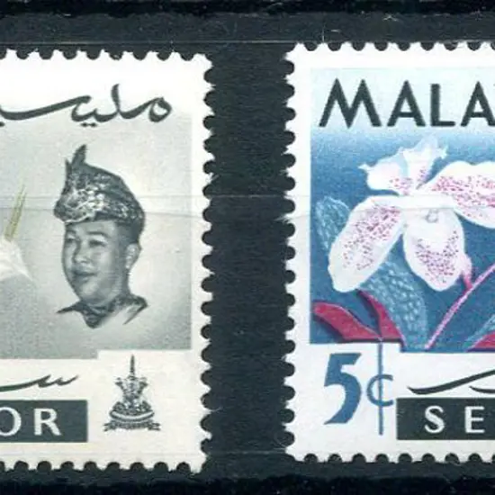 Malaya - Selangor 1965 2c & 5c Orchids both with ...