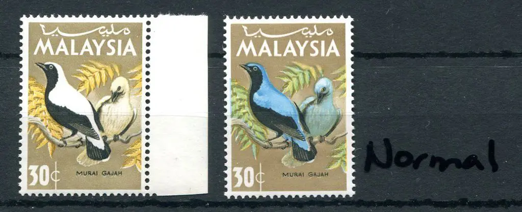 Malaysia 1965 30c Murai Gajah bird with “blue ... Image 1++