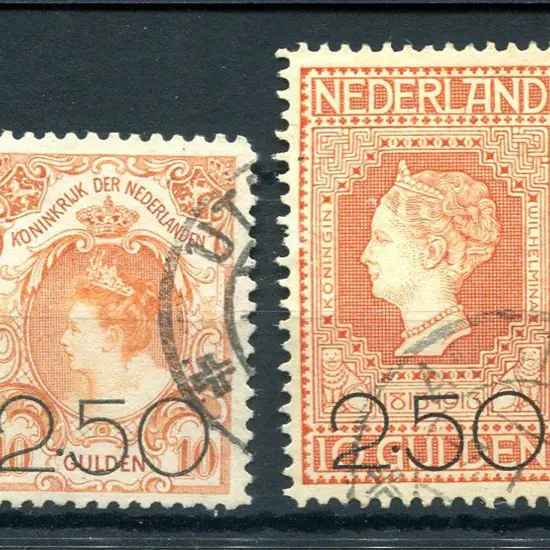 Netherlands 1920 2g50 surcharges. F/U pair. SG ...