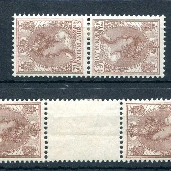 Netherlands 1924 7½¢ brown tete-beche pair & ...