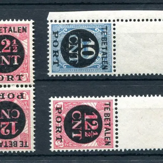 Netherlands 1924 10¢ on 1½¢ & 12½¢ on 8¢ ...