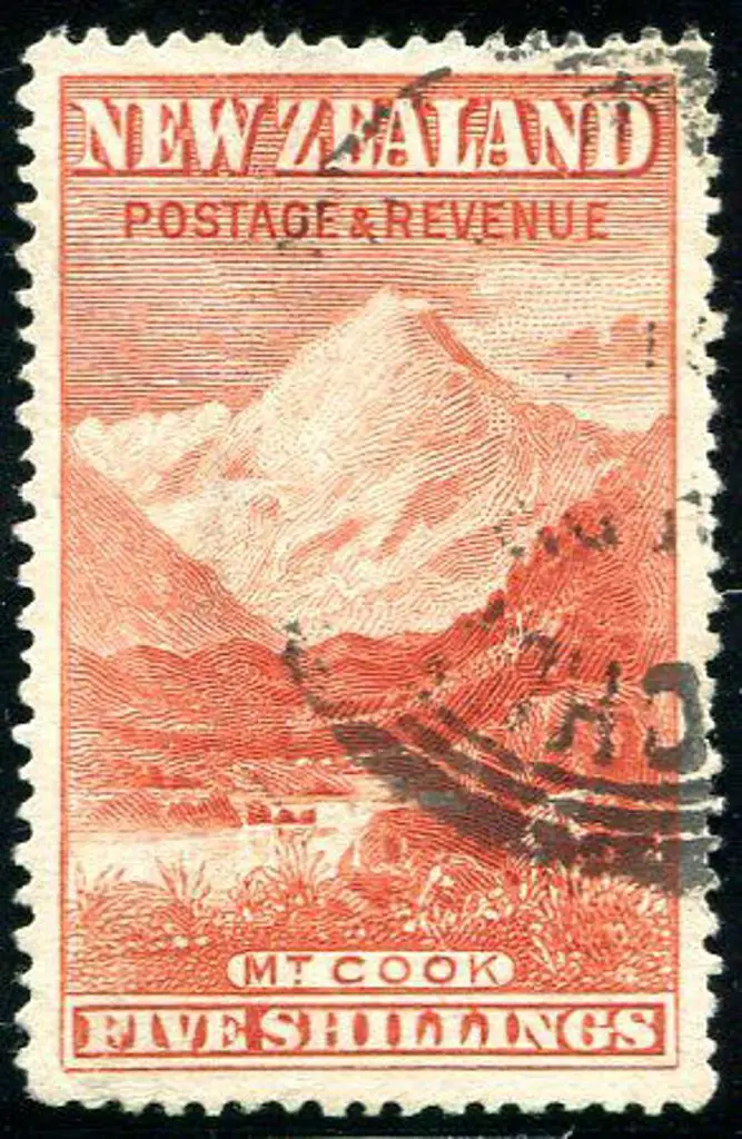 New Zealand 1898 5/- vermilion, perf. 12-16 ... Image 1++