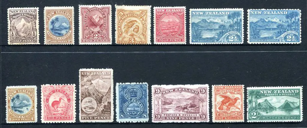 New Zealand 1898 Pictorial range incl 2½d "Waki" & ... Image 1++