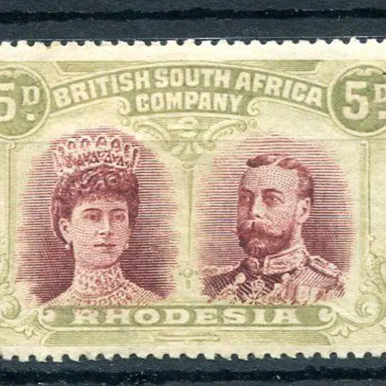 Rhodesia 1910/13 5d lake brown & olive, perf. 15. ...