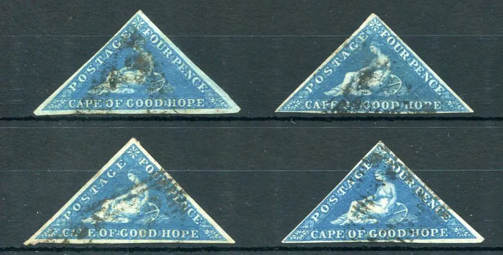 South Africa-Cape of Good Hope 1853/63 4d blue x 2 ... Image 1++