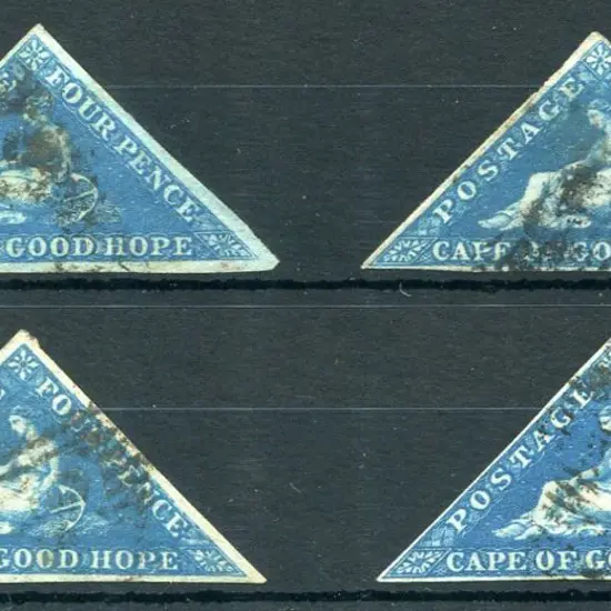 South Africa-Cape of Good Hope 1853/63 4d blue x 2 ...