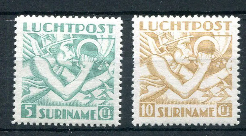 Suriname 1941 5g & 10g Airs. Fresh MLH. SG 282/83, ... Image 1++