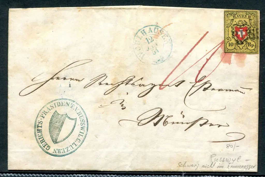 Switzerland 1854 (Jan) Russwil, Lucerne to ... Image 1++