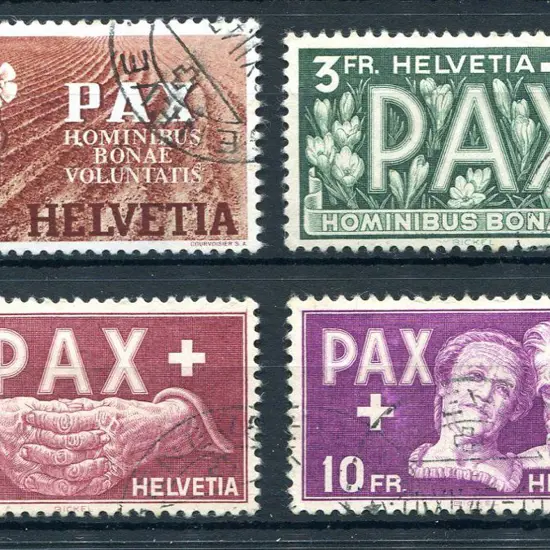 Switzerland 1945 2f, 3f, 5f & 10f "Pax". Fine ...
