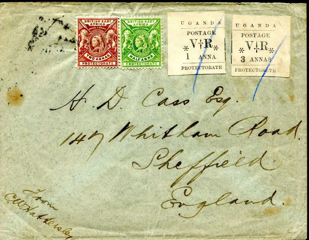 Uganda 1898 Cover to Sheffield, England with 1 ... Image 1++