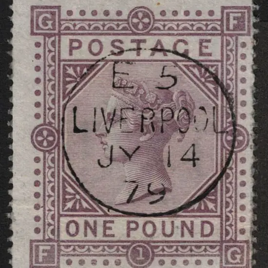 Great Britain 1878 £1 brown-lilac QV, Plate 1, ...