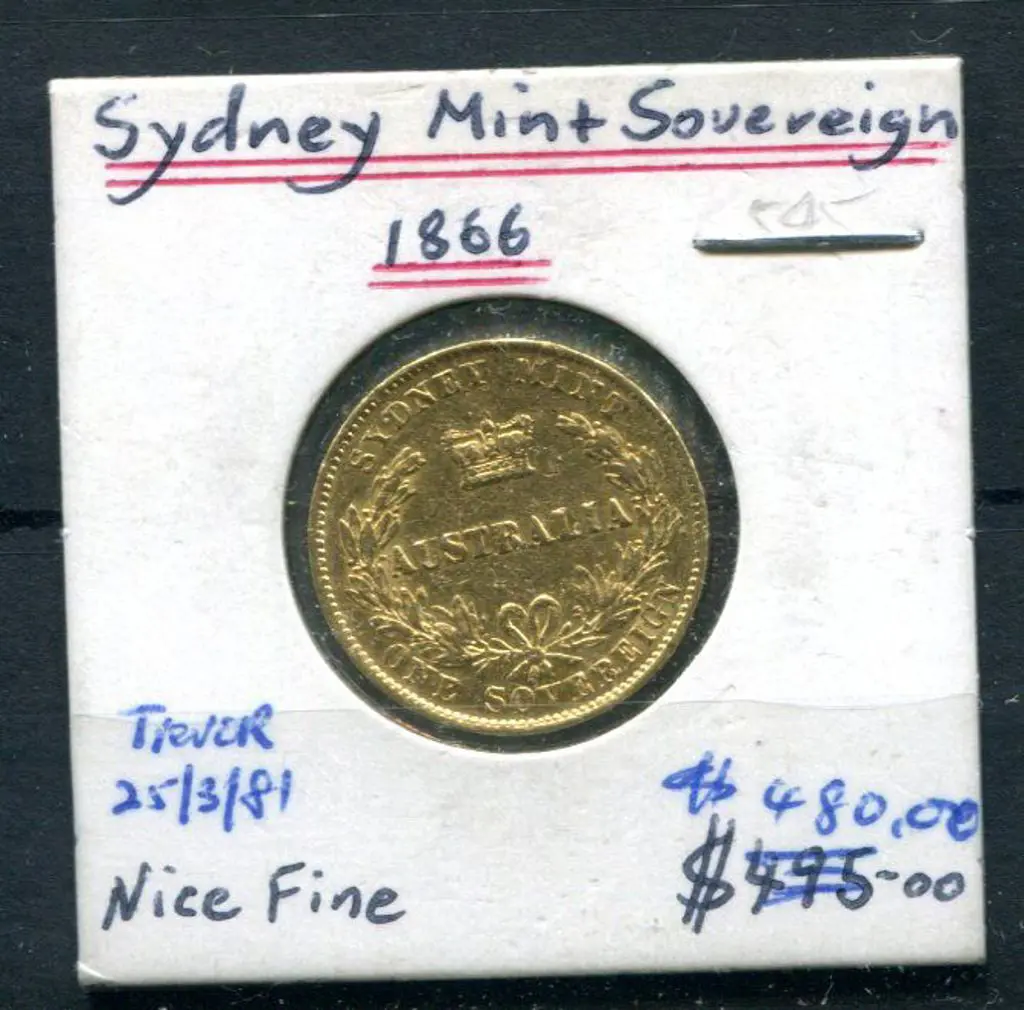 1866 QV sovereign from Sydney Mint. F Image 1++