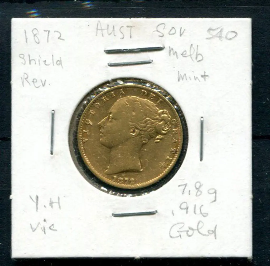 1872 QV sovereign from Melbourne mint. EF Image 1++