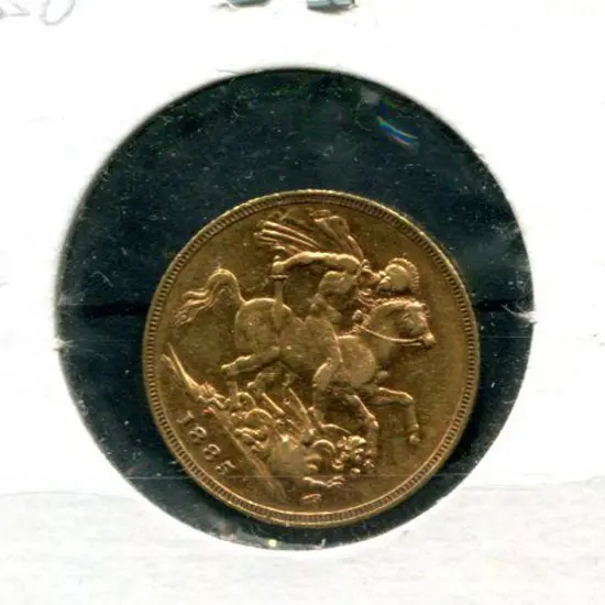1885 QV sovereign from Melbourne mint. EF