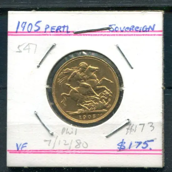 1905 KEVII sovereign from Perth mint. VF