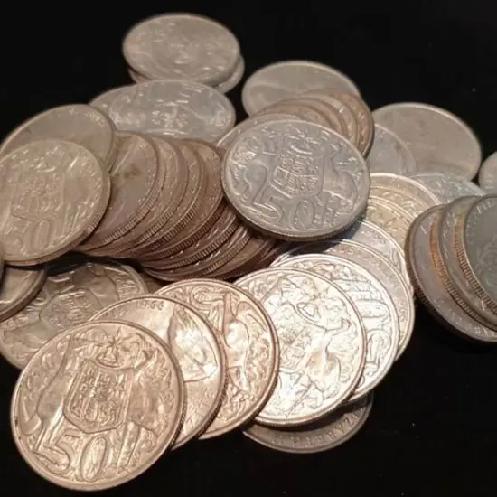 1966 50c round coins x 66. (66)