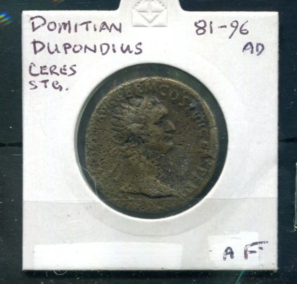 81-96 AD Domitian Dupondius Ceres. aF Image 1++