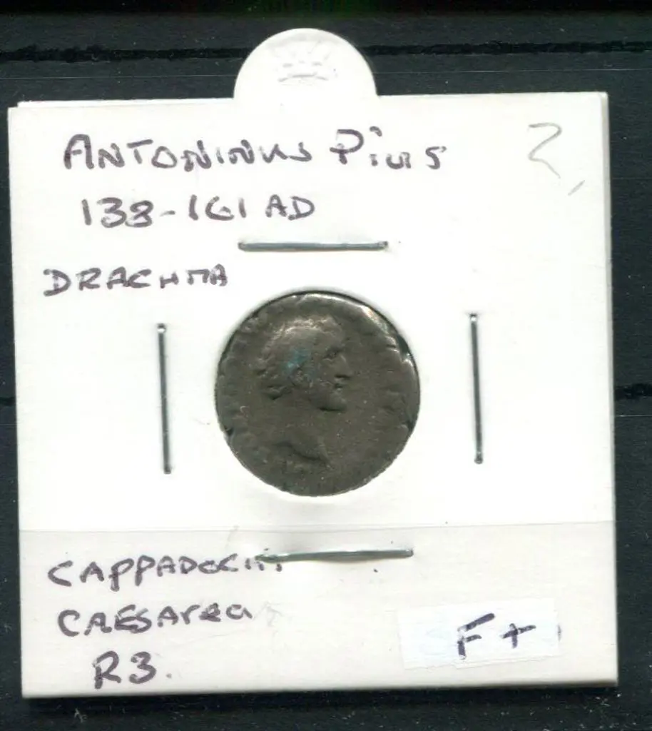 138- 61 AD Antoninus Pius Drachma. F+ Image 1++