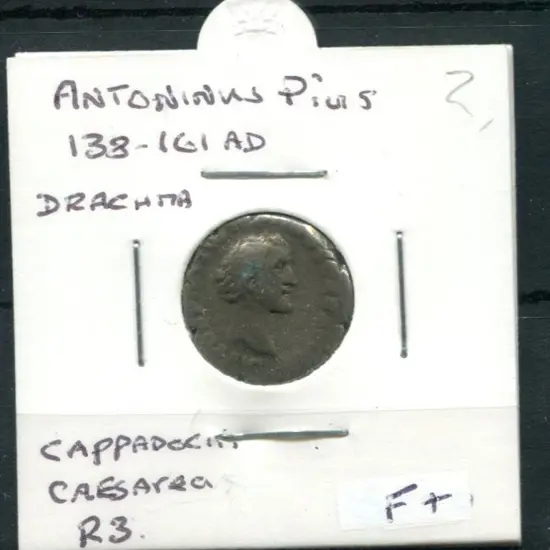 138- 61 AD Antoninus Pius Drachma. F+