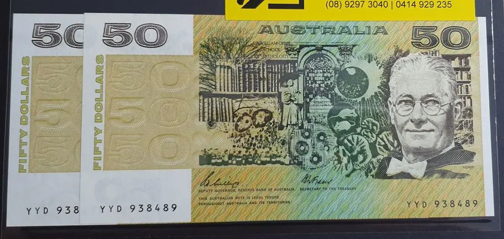1989 $50 Phillips/Fraser with Plate Letters ... Image 1++