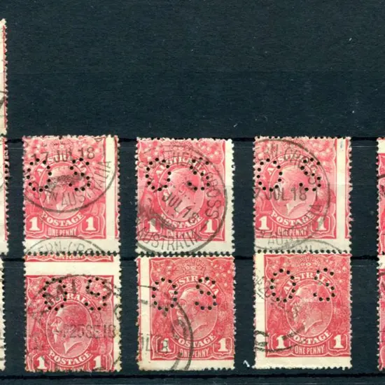 KGV 1d reds x 11 with 4 on smooth paper with 1918 ...