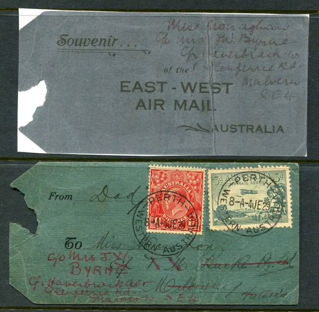 1929 (4th June) "Souvenir.....East-West Air Mail. ... Image 1++