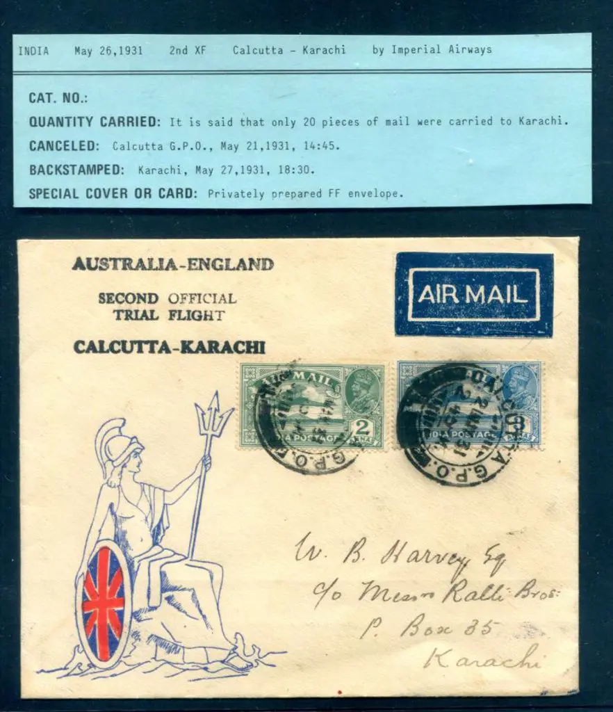 1931 (4th Apr) Calcutta to Karachi intermediate ... Image 1++