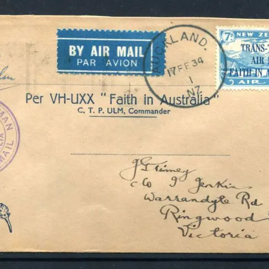 1934 (17th Feb) New Zealand to Australia First ...