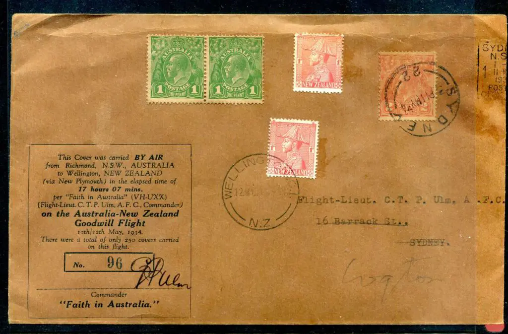 1934 (11th May) Australia to NZ "Goodwill flight" ... Image 1++