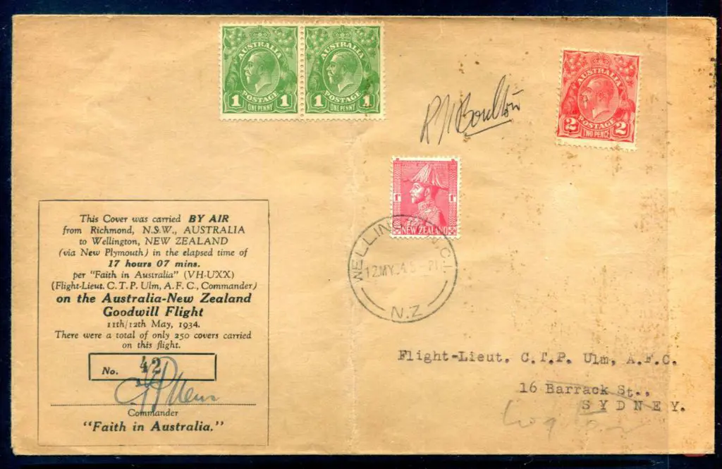 1934 (11th May) Australia to NZ "Goodwill flight" ... Image 1++