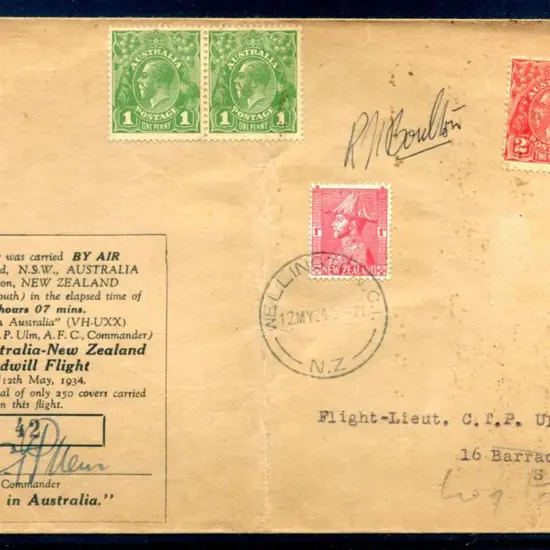 1934 (11th May) Australia to NZ "Goodwill flight" ...
