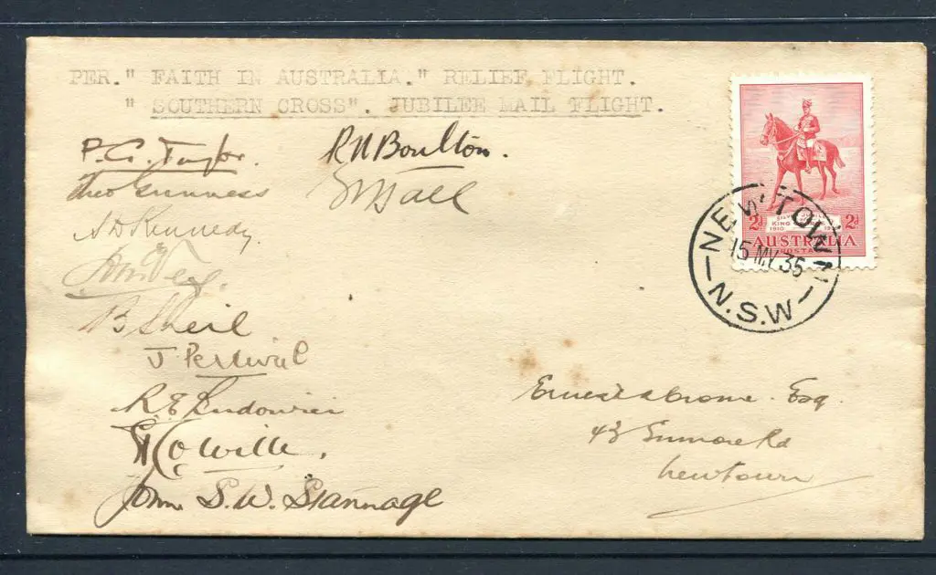 1935 (15th May) "Per "Faith in Australia" Relief ... Image 1++