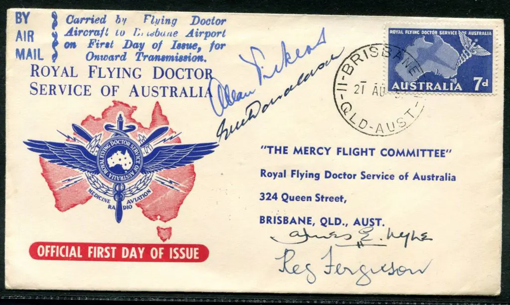 1957 (21st Aug) 7d Flying Doctor on Official FDC ... Image 1++