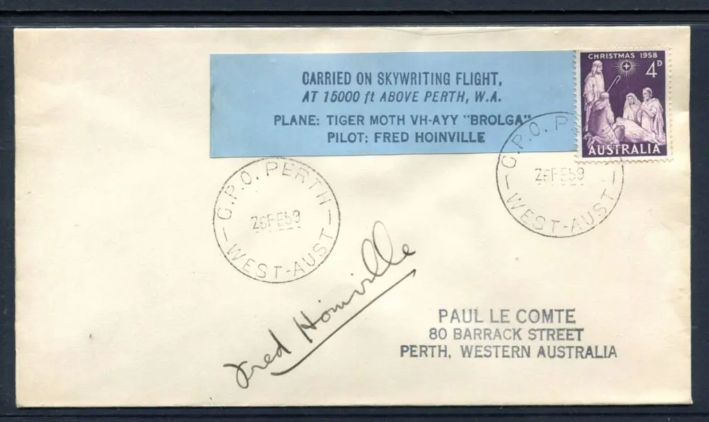 1959 (28th Feb) "Carried on Skywriting Flight, at ... Image 1++