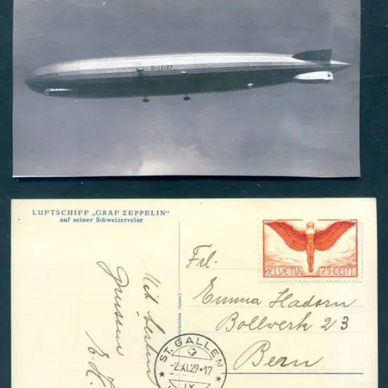 1929 (2nd Nov) LZ127 b&w postcard showing the ...