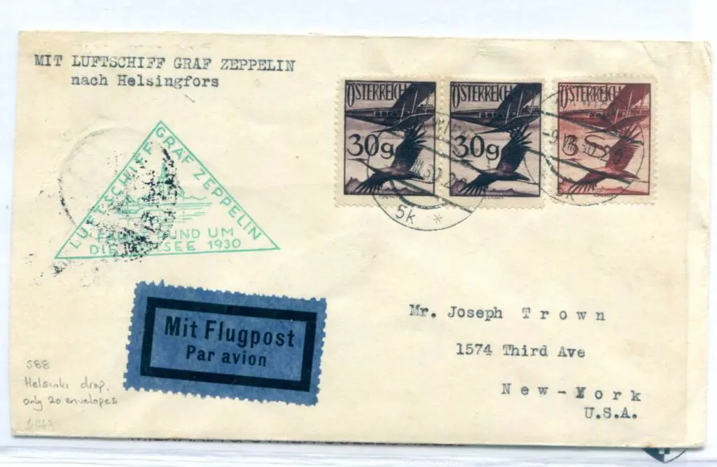 1930 (9th Aug) Austria to USA East Sea Flight ... Image 1++