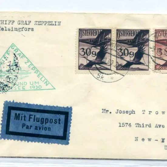 1930 (9th Aug) Austria to USA East Sea Flight ...