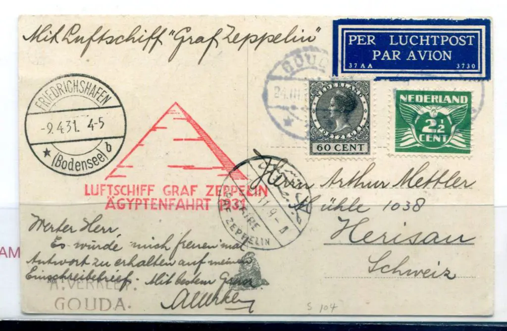 1931 (24th Mar) Netherlands Egypt flight b&w ... Image 1++