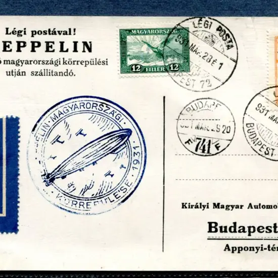 1931 (28th Mar) LZ127 Budapest & return printed ...