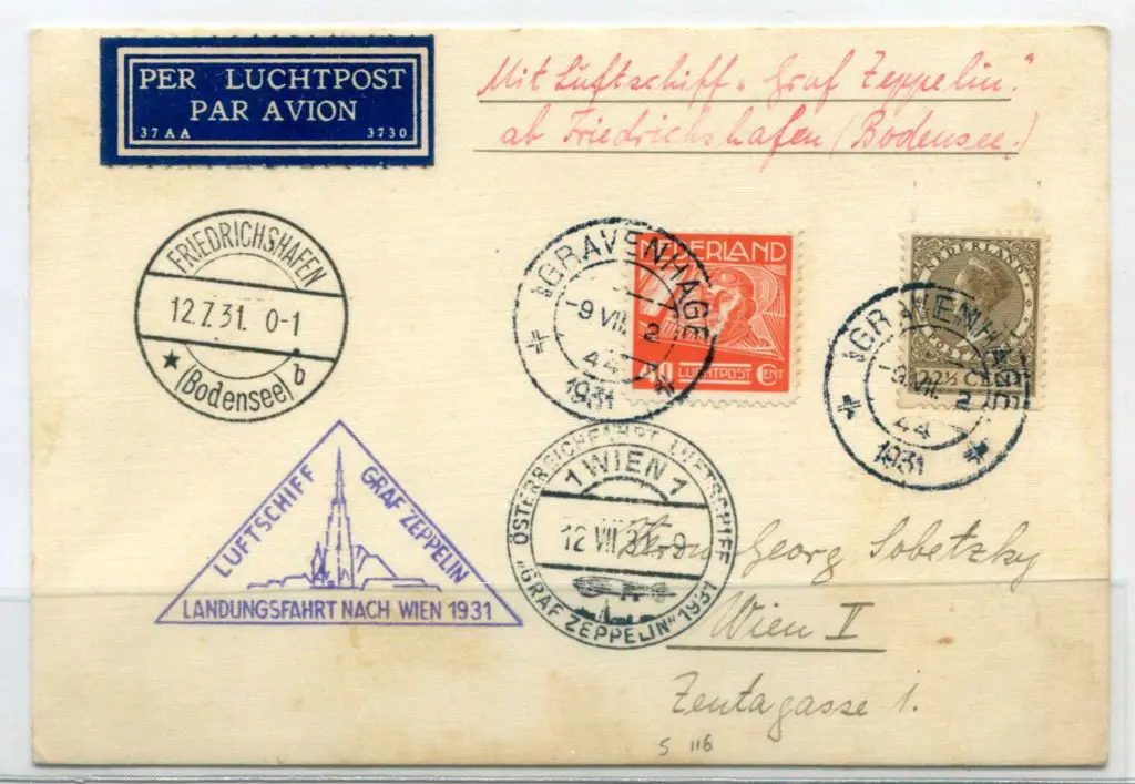 1931 (9th July) Netherlands 40c Air & 22½c Queen ... Image 1++